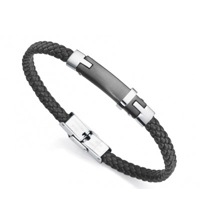 Pulsera acero y piel...